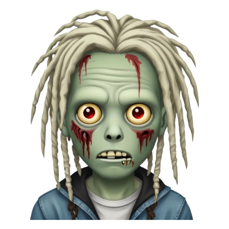 Emoji, Emo, zombie, locs written "CR" on his forehead  sticker