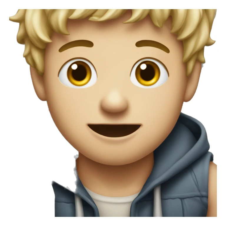 A boy with a mounth dirty by milk sticker