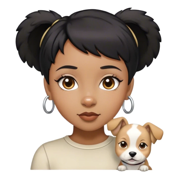 black girl with short black hair with puppy ears  sticker