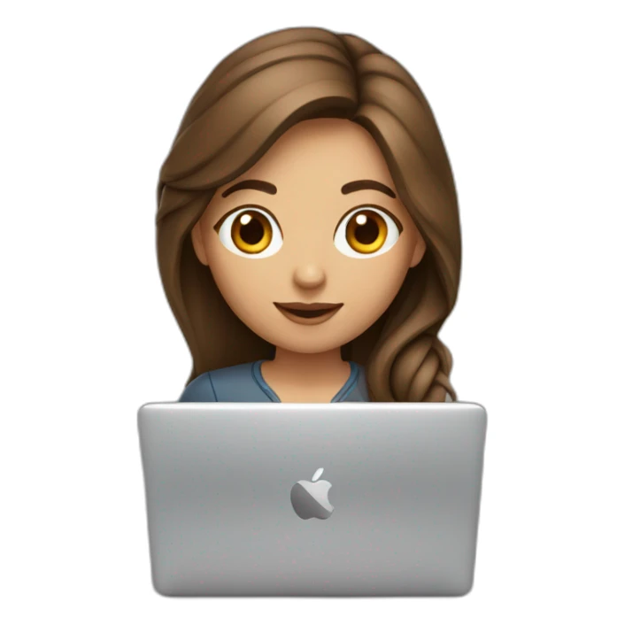 pretty programmer girl with brown hair working with MacBook sticker