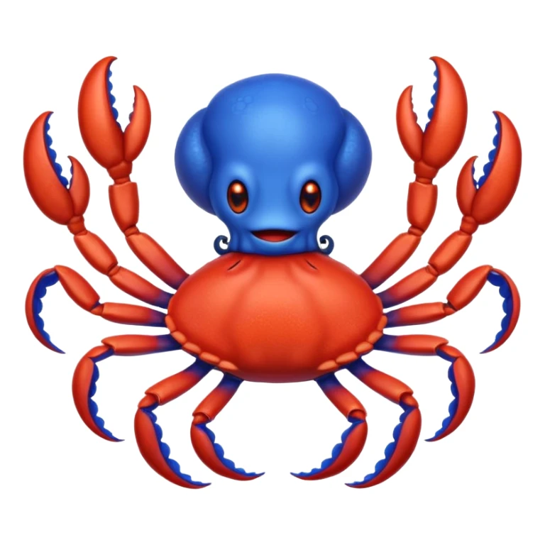 a red crab with two claws and a blue octopus are friends sticker
