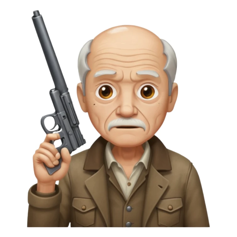 Make a emoji of a old man with a gun sticker
