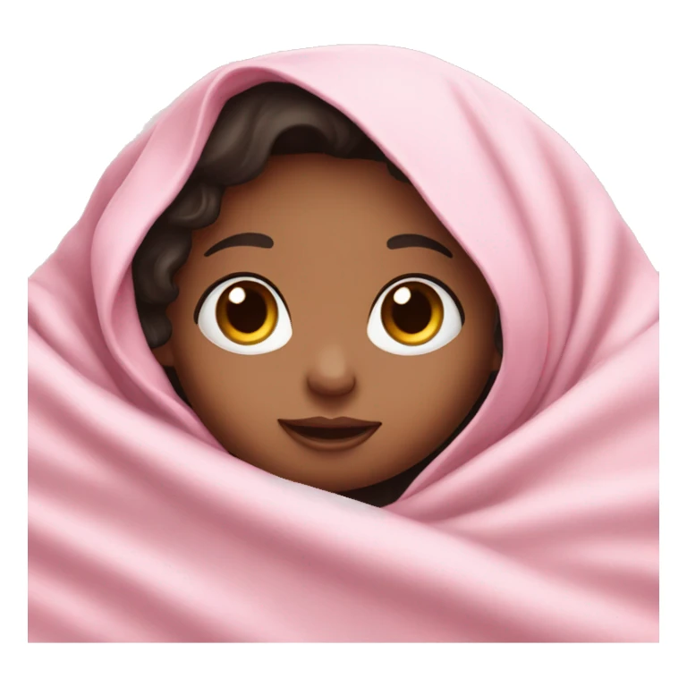  dark brunette cute girl under a baby pink blanket  sticker