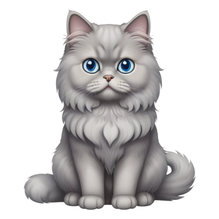gray Persian cat full body sitting with blue eyes sticker