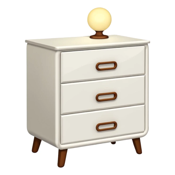 A cute and beautiful petite minimalistic neat Cupboard-commode-drawer-night-stand furniture with a night lamp on  sticker