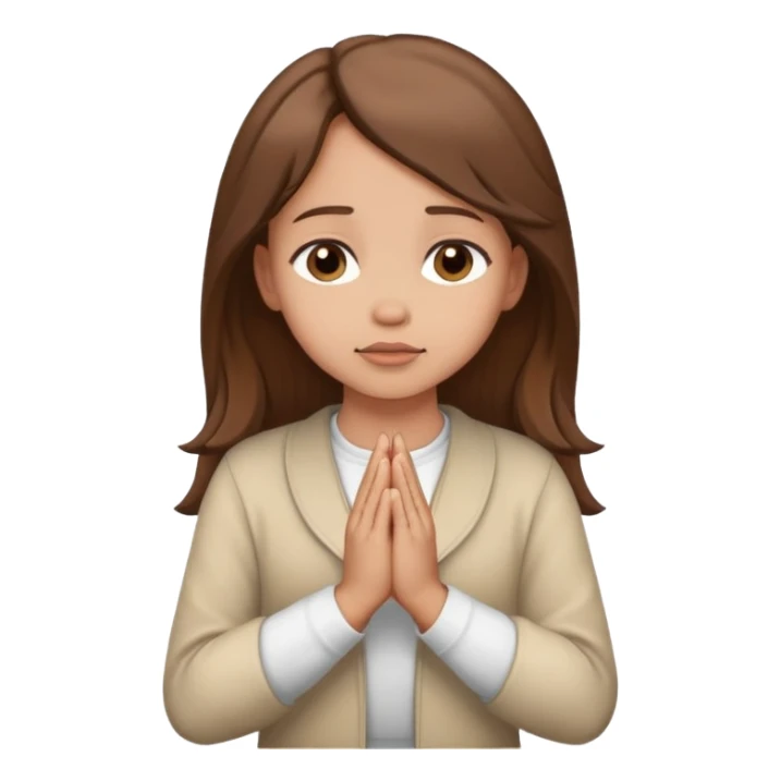 Light skin girl with brown hair praying sticker