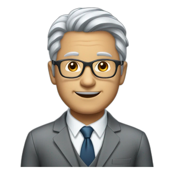 grey haired man with no mustache and with glasses in business suit sticker