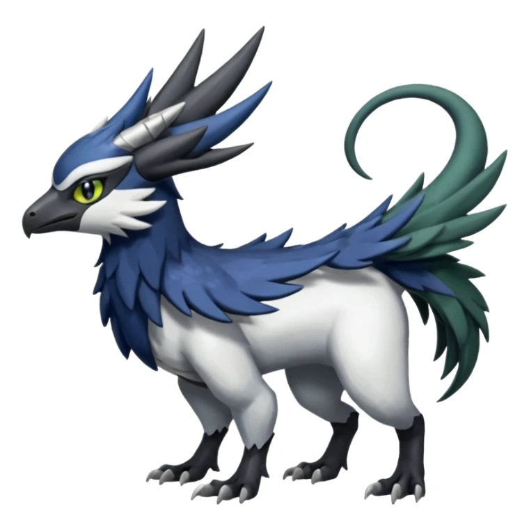 Shiny Black Grey White and Dark-Green Trico-Nargacuga-Silvally-Absol-fusion sticker