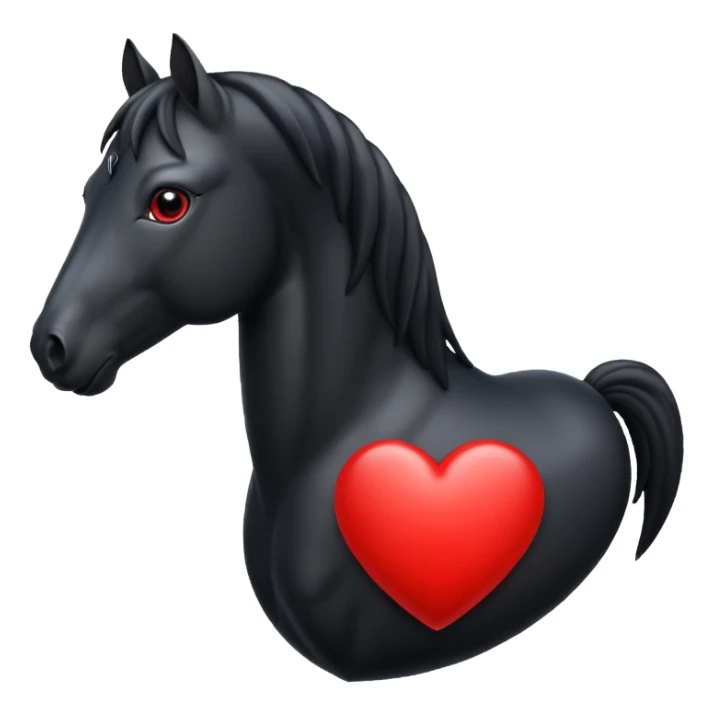 Black Horse centered within a red heart emoji sticker
