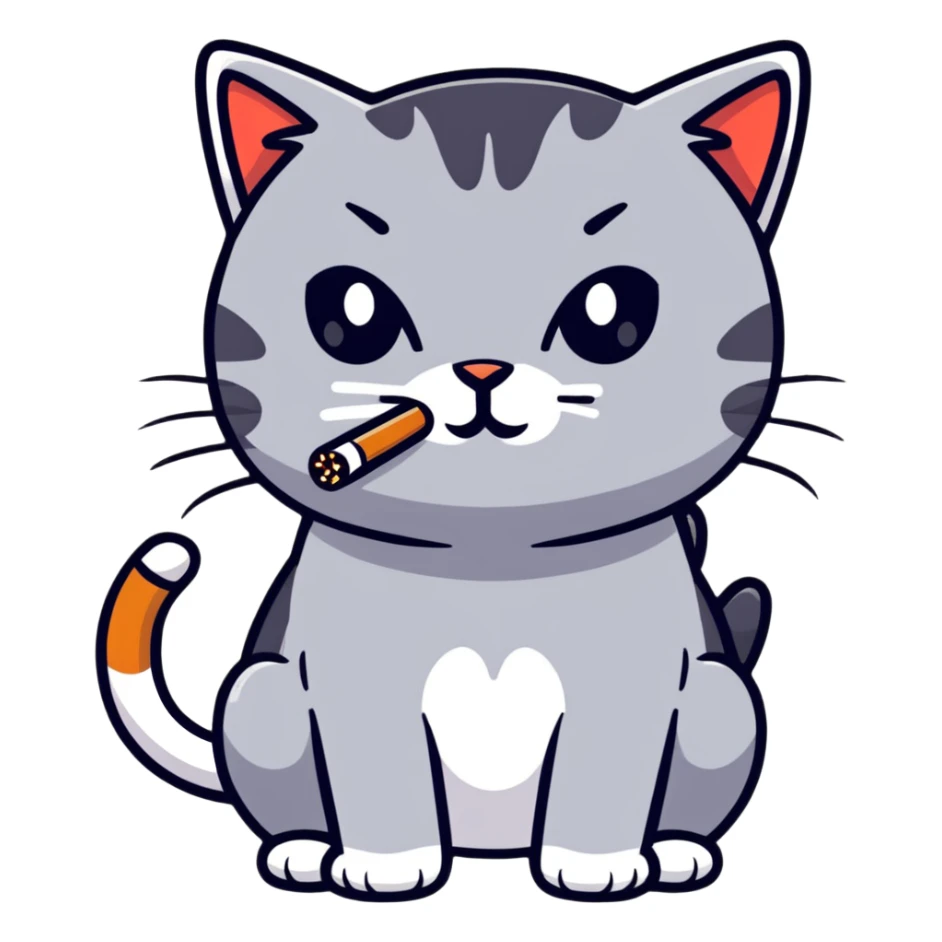 cat with cigarette in mouth staring intensely sticker