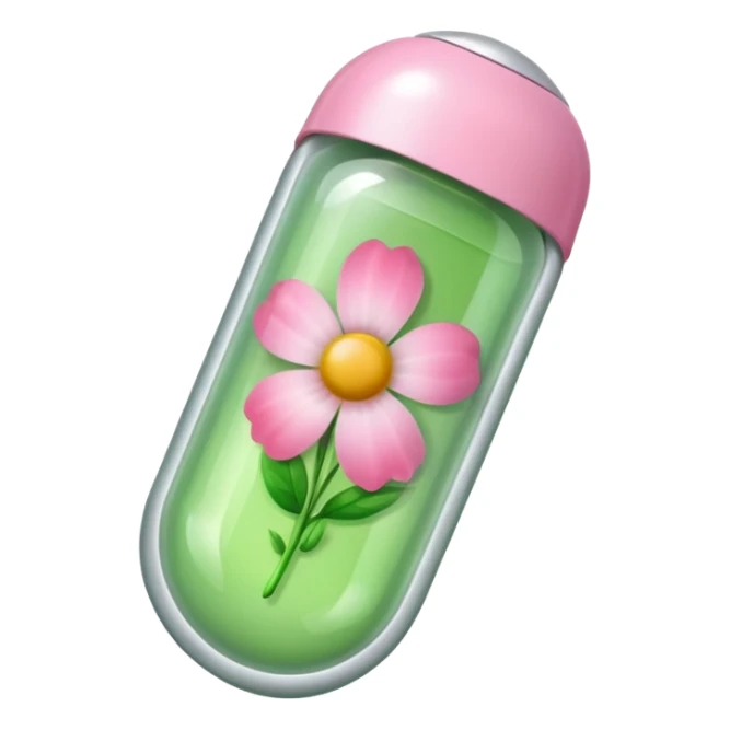 light green and pink floral vitamin capsule sticker