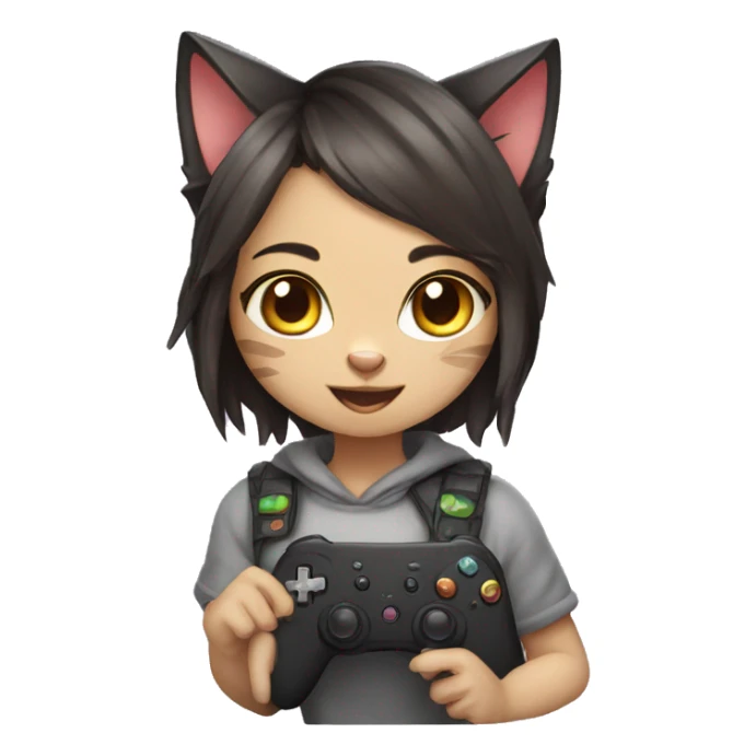 cute gamer cat girl sticker