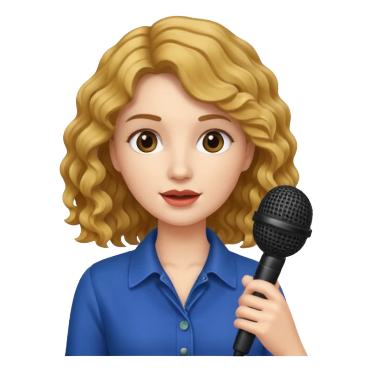 rubia con pelo ondulado y un microfono en la mano sticker