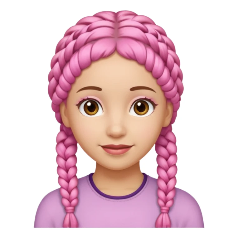 A light-skinned woman with small pink braids, brown eyes, and a gentle smile. sticker