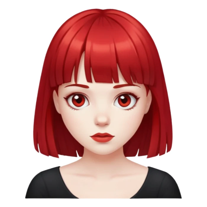 Pale girl, black plus red hair and bangs sticker