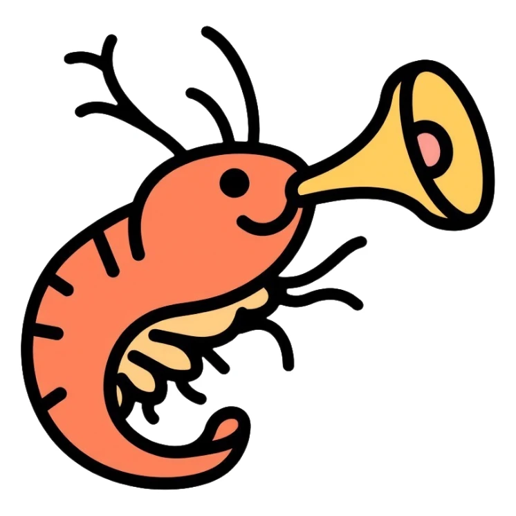 small shrimp plays the trumpet sticker
