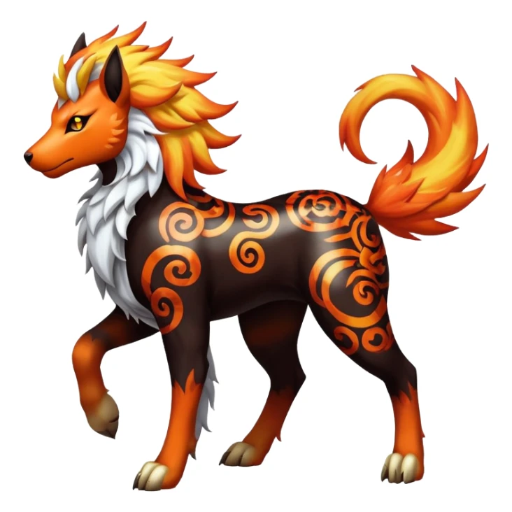 Shiny Exotic Gothic Rapidash-Houndoom-Arcanine-Pokémon-Fakémon-hybrid-creature sticker