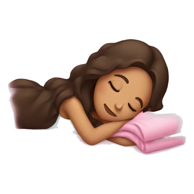 Brunette girl sleeping on side with pink blanket sticker
