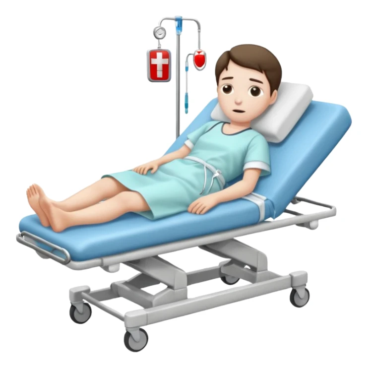 bored patient lying on a stretcher sticker