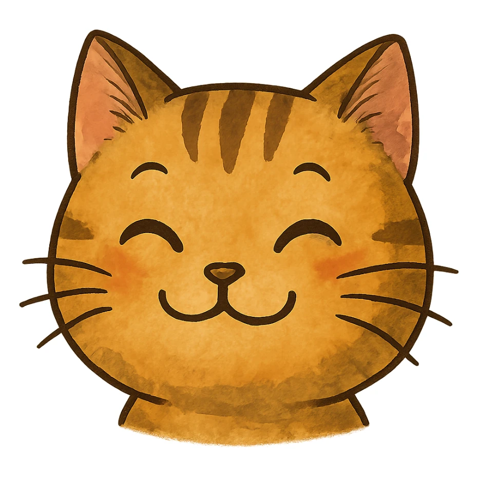 A cute cat emoji in the style of Ghibli. sticker
