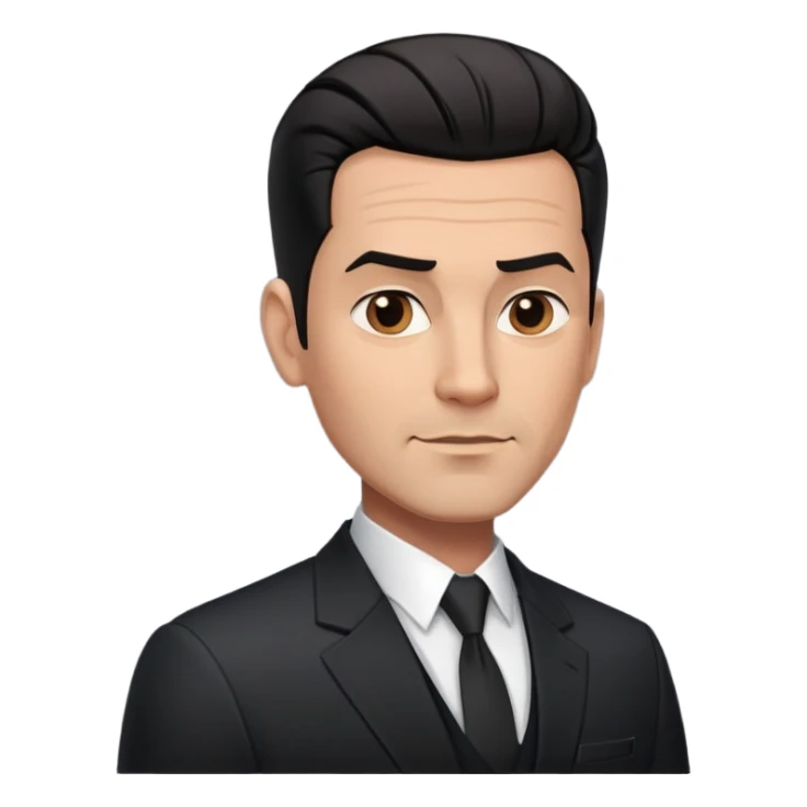 Good-looking robust man in his 40s with light brown skin tone, short slicked back straight black hair with fade haircut, strong square face, approachable TV host expression, black blazer with white buttoned shirt sticker