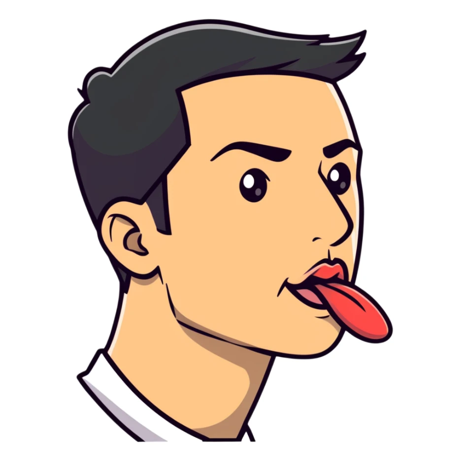 profile view of a man sticking his tongue out sticker