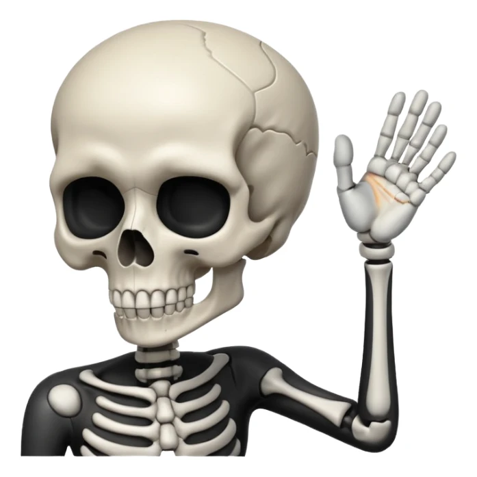 skull emoji with a hand patting its head sticker
