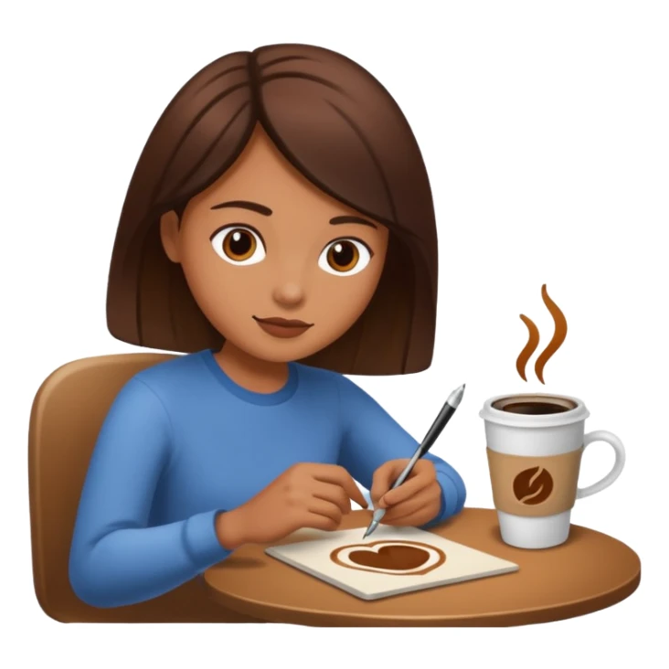 Person drawing a picture of a coffee sticker