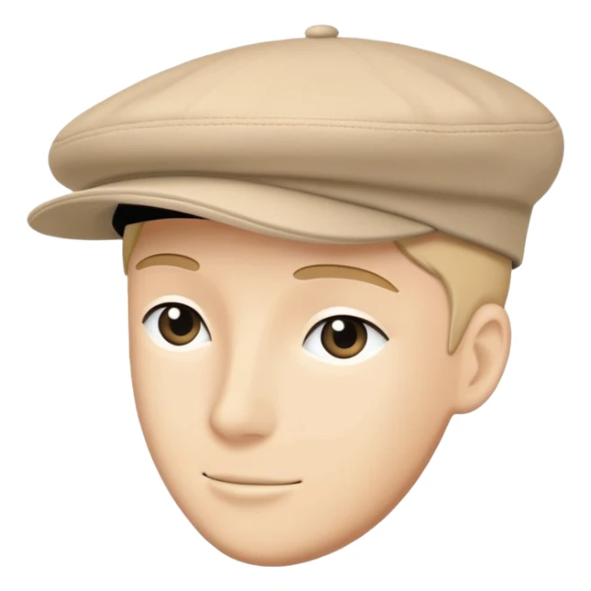 Beige Kangol flat cap hat, classic 504 style, light tan color, simple clean design sticker