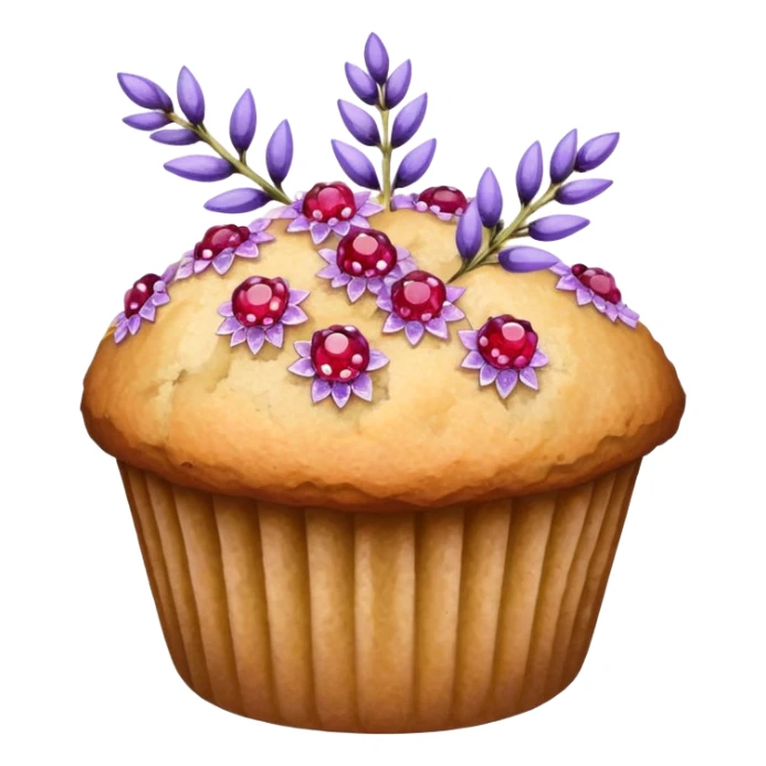Lavender flower sprig muffin with berry and sugar crystals sticker