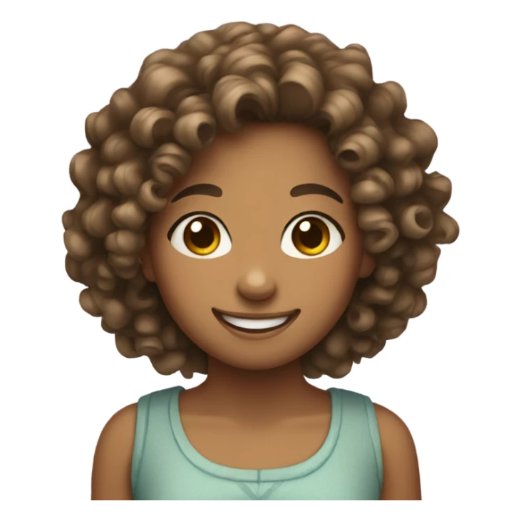 smiling girl with curly hair sticker