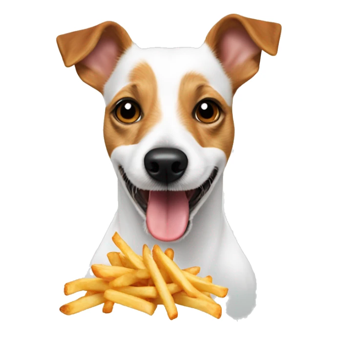All White Jack Russell Terrier eating fries sticker