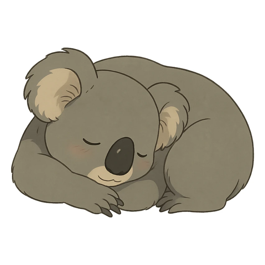 sleeping koala, peaceful and cozy in ghibli style sticker