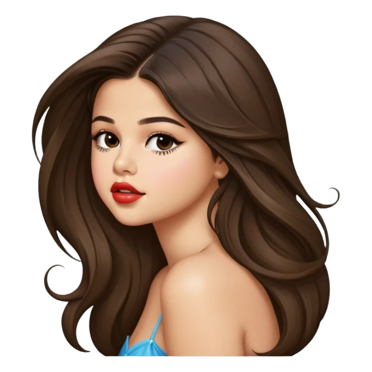 Selena Gomez long hair kiss sticker