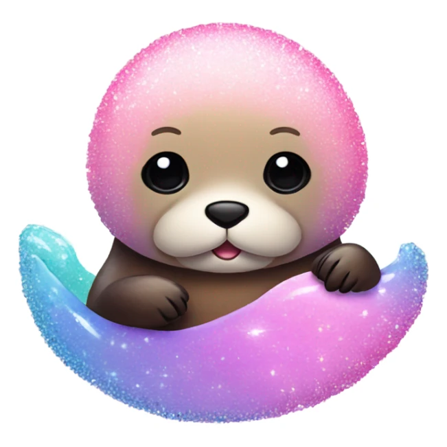 Pink ombre sea otter with glitter  sticker