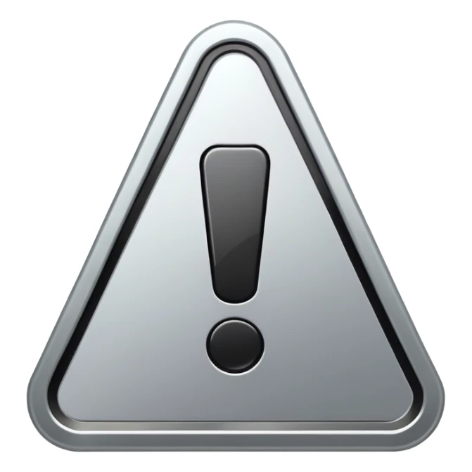 A limitation sign that is grey with a exclamation mark that is black in the middle. sticker