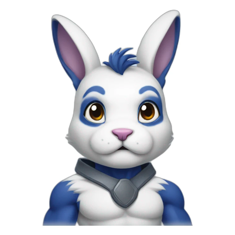Muscular Anthro white rabbit with dark blue hair sticker