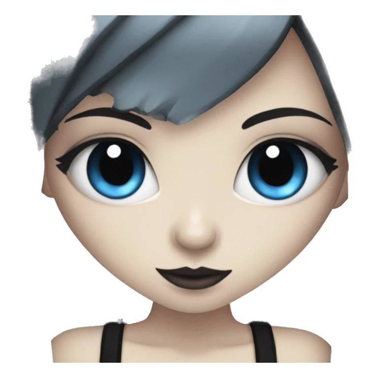 goth girl with blue eyes and black cat sticker