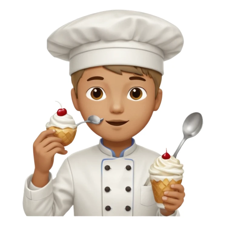 Young Male Chef eating sundae with spoon sticker
