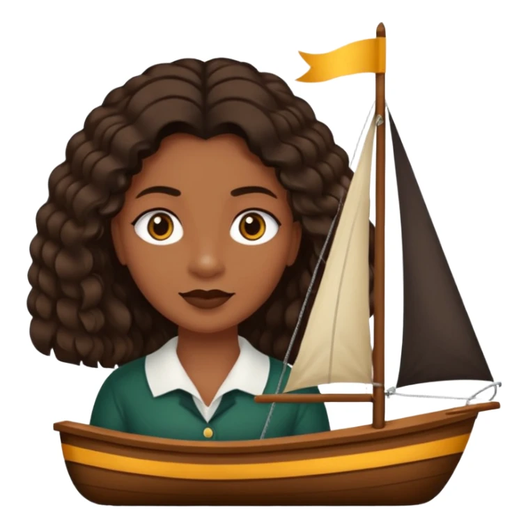Crie um emoji que tenha o cabelo castanho médio, de cumprimento no peito, que tenha uma franja no tamanho da sobrancelha, com os olhos escuros e que use uma regata preta sticker