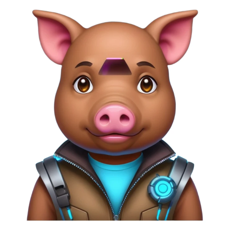 cyberpunk neon colorful wearring pig sticker