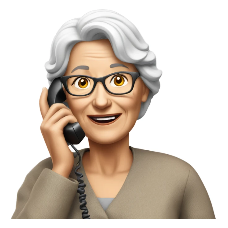 3d hyper realistic senior woman speaking on the phone  sticker