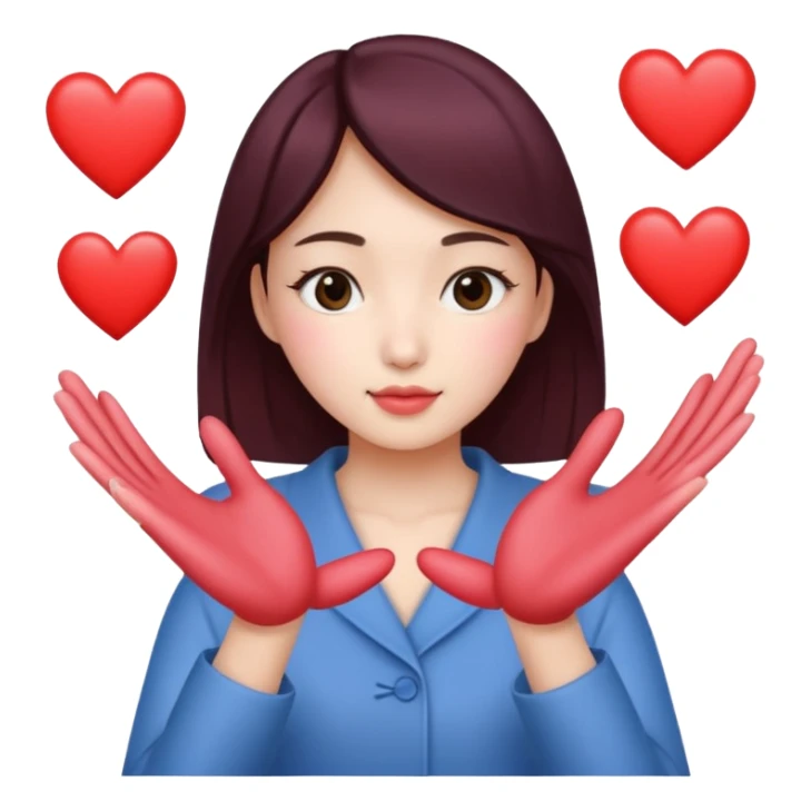make me a women that is doing the Korean hearts  sticker