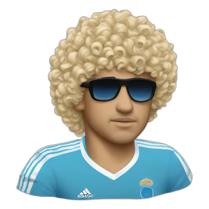 Curly hair Maradona 86 argentina tshirt sticker