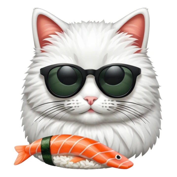cat wearing sunglasses made of sushi sticker