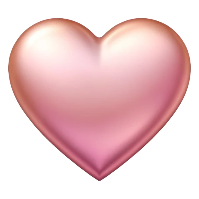 Rose gold heart with gradient pink tones, metallic texture sticker