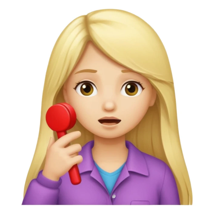 blonde cartoon girl long hair calling for a timeout sticker