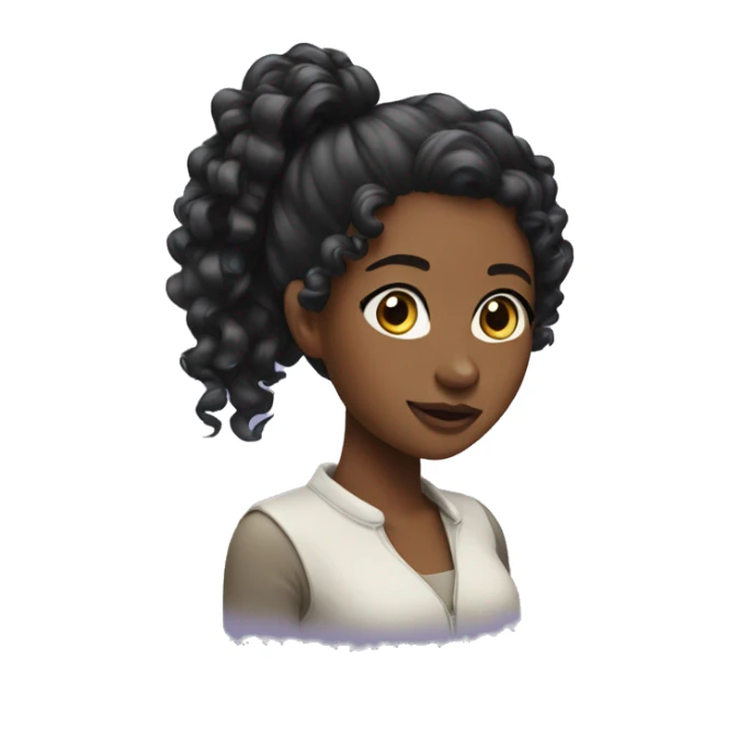 Black girl with curly ponytail sticker