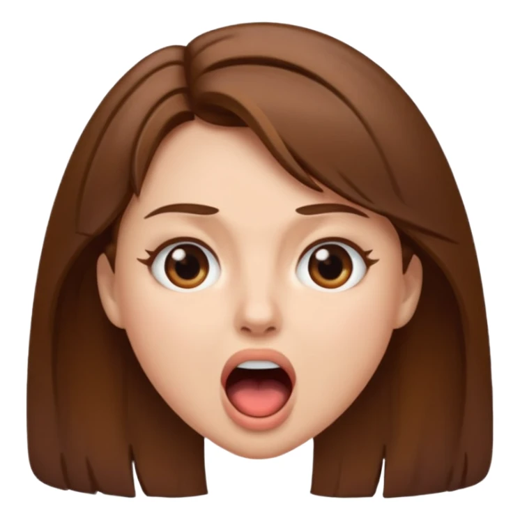 Woman brown hair. Mouth open. Not smiling sticker