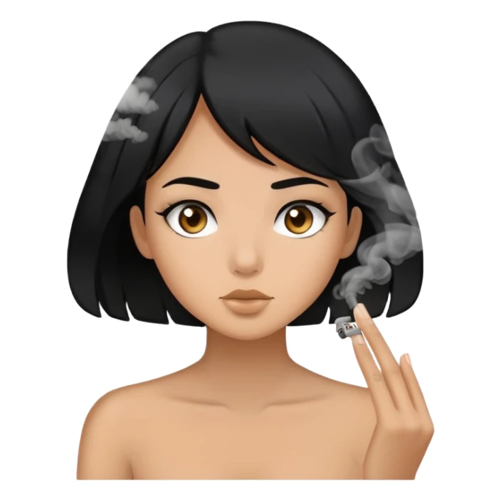 smoke coming out of black haired girls mouth  sticker